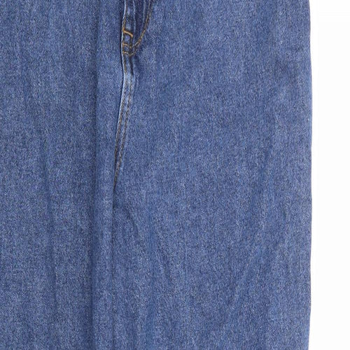 F&F Womens Blue Cotton Straight Jeans Size 10 L28 in Regular Zip - Paperbag Waist