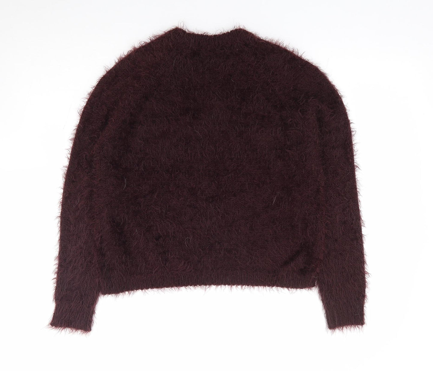 Topshop Womens Brown Crew Neck Acrylic Pullover Jumper Size 8 - Fluffy