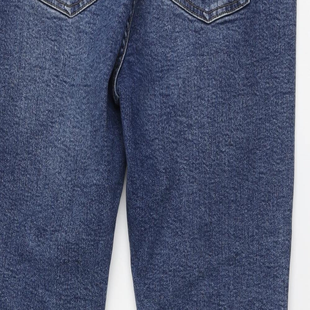 Primark Womens Blue Cotton Straight Jeans Size 16 L28 in Regular Button