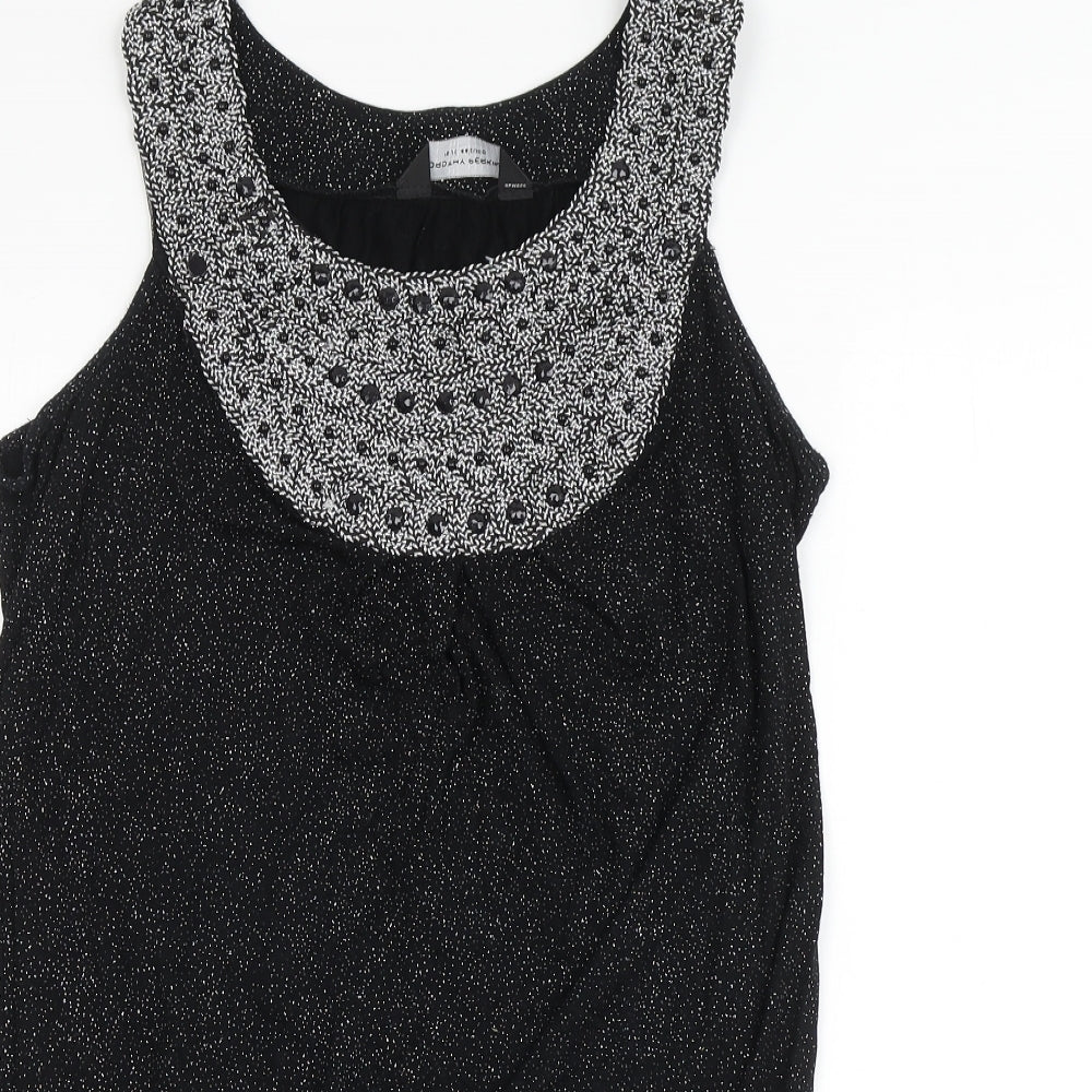 Dorothy Perkins Womens Black Viscose Basic Tank Size 16 Round Neck