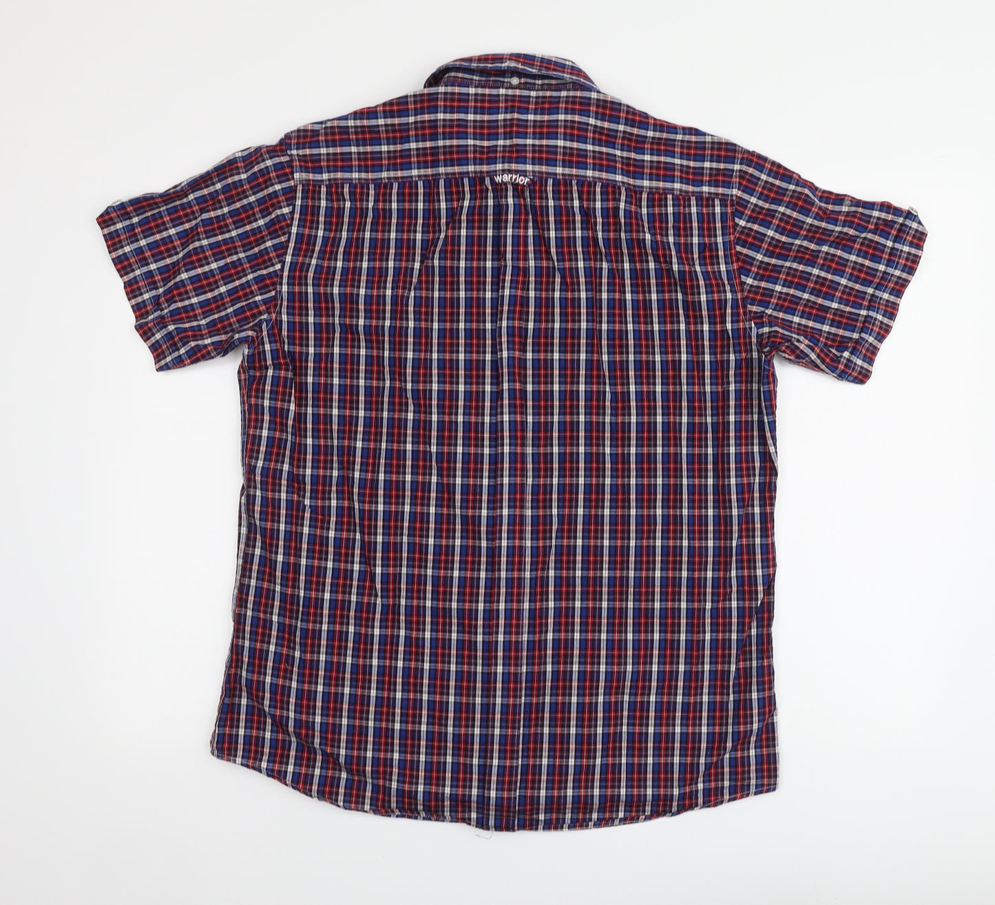 Warrior Mens Multicoloured Plaid Cotton Button-Up Size L Collared Button
