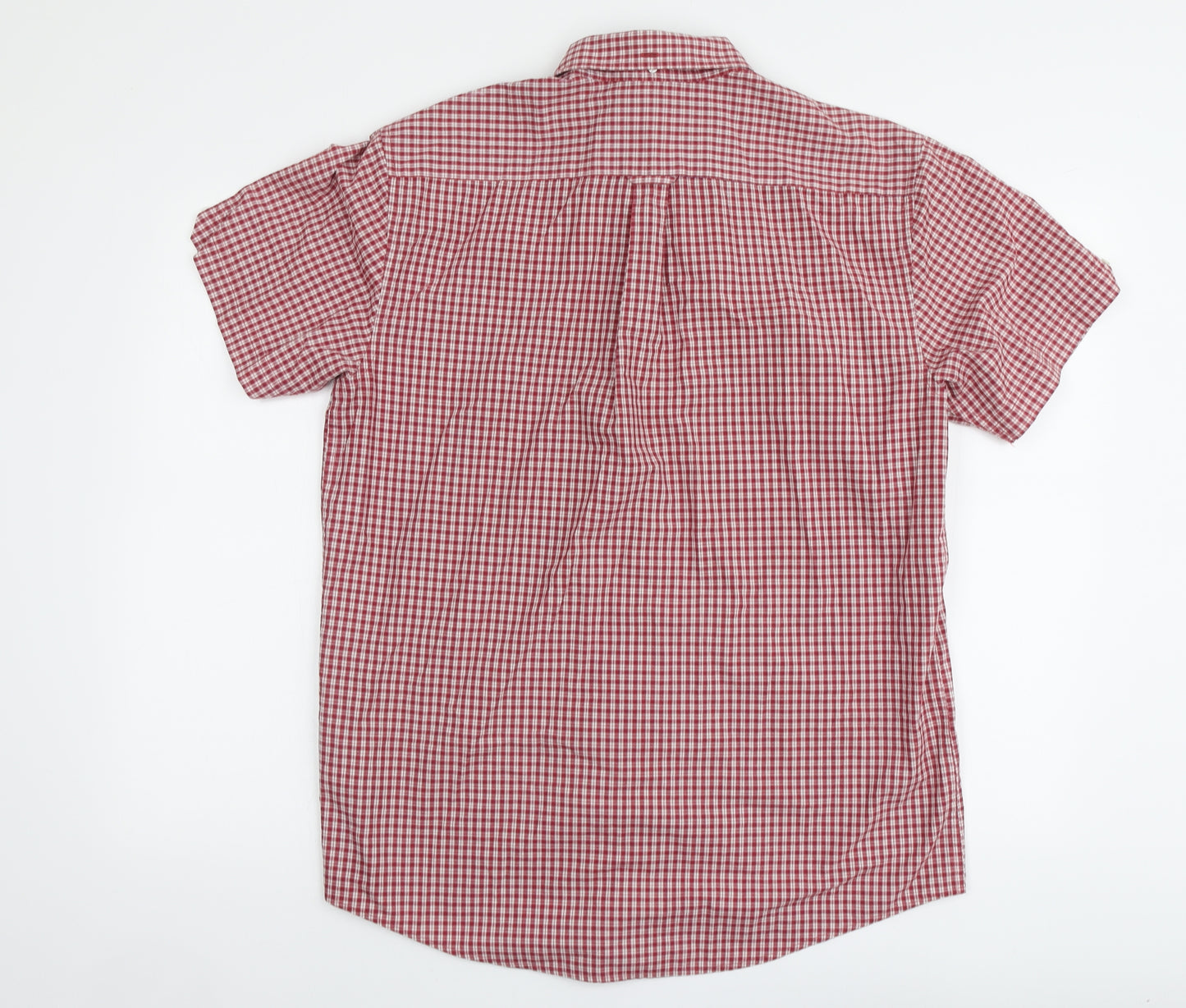 Ben Sherman Mens Red Plaid Cotton Button-Up Size L Collared Button