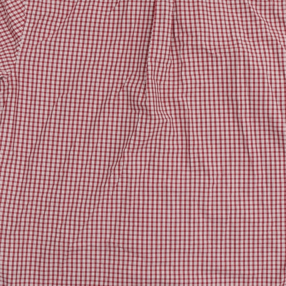 Ben Sherman Mens Red Plaid Cotton Button-Up Size L Collared Button