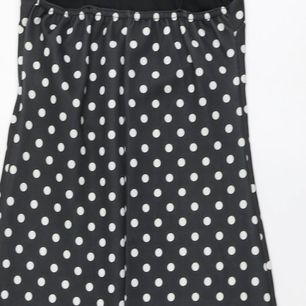 PRETTYLITTLETHING Womens Black Polka Dot Polyester Mini Size 8 Square Neck