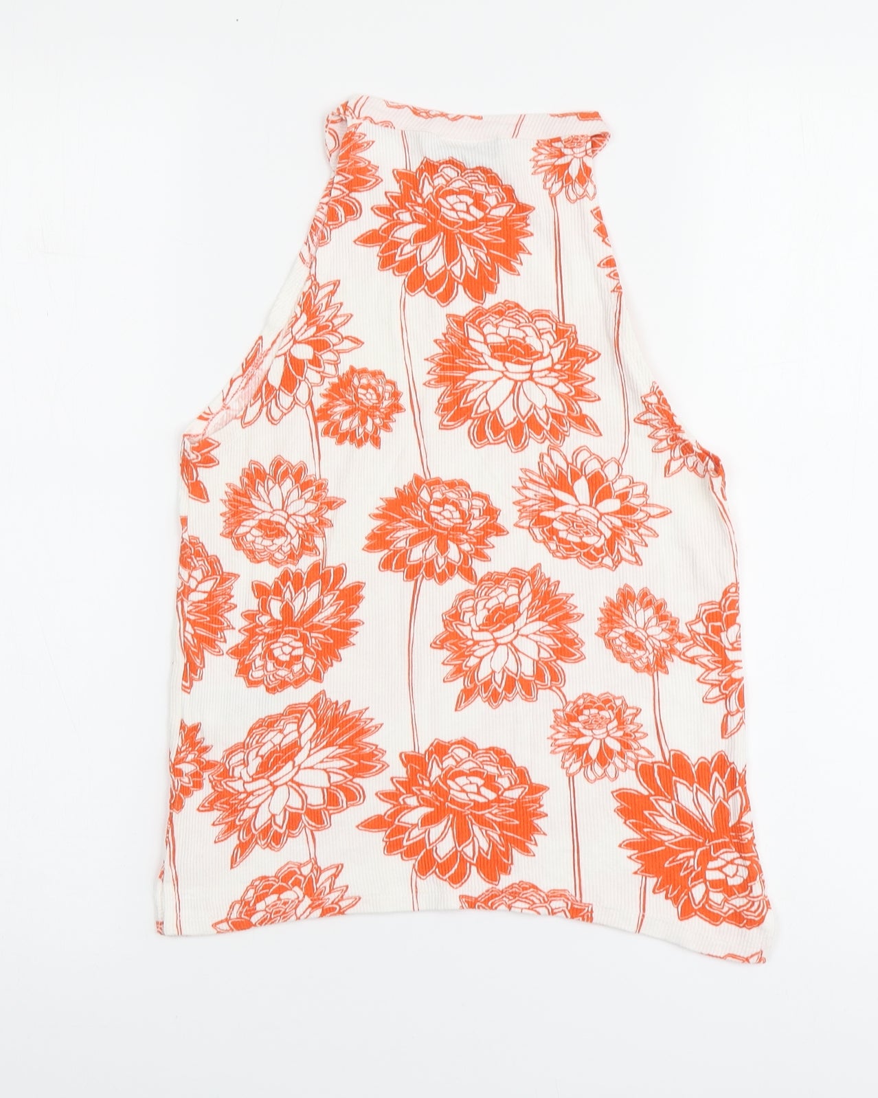 Topshop Womens White Floral Viscose Basic Tank Size 10 Halter