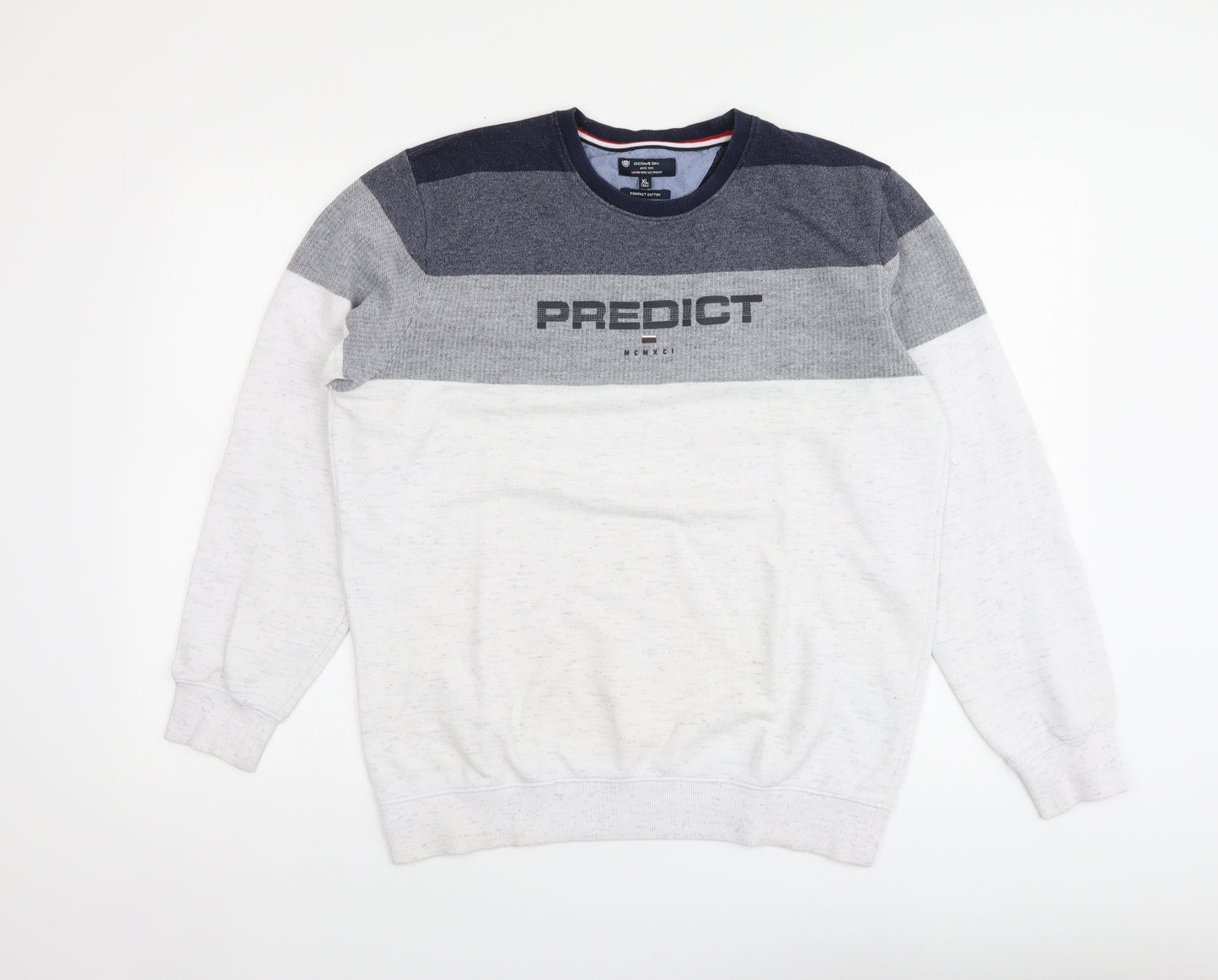 Octave Mens Multicoloured Striped Cotton Pullover Sweatshirt Size XL - Predict