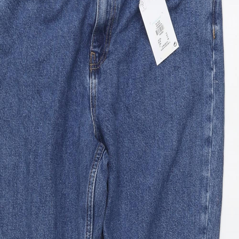 Primark Womens Blue Cotton Straight Jeans Size 14 L28 in Regular Button