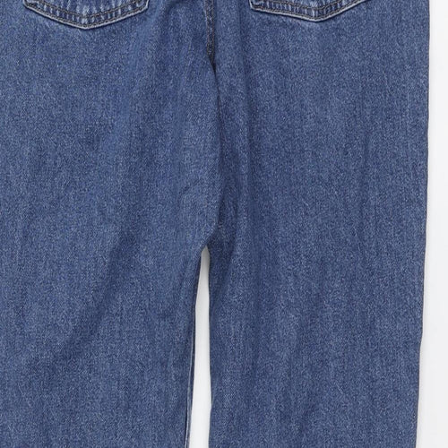 Primark Womens Blue Cotton Straight Jeans Size 14 L28 in Regular Button