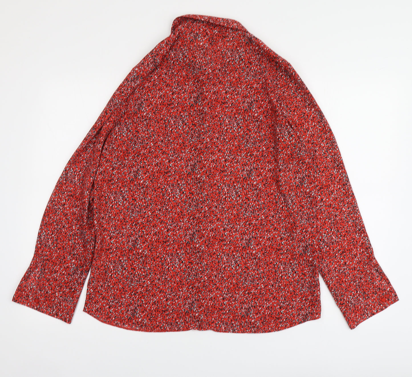 Primark Womens Red Animal Print Polyester Basic Button-Up Size 12 Collared