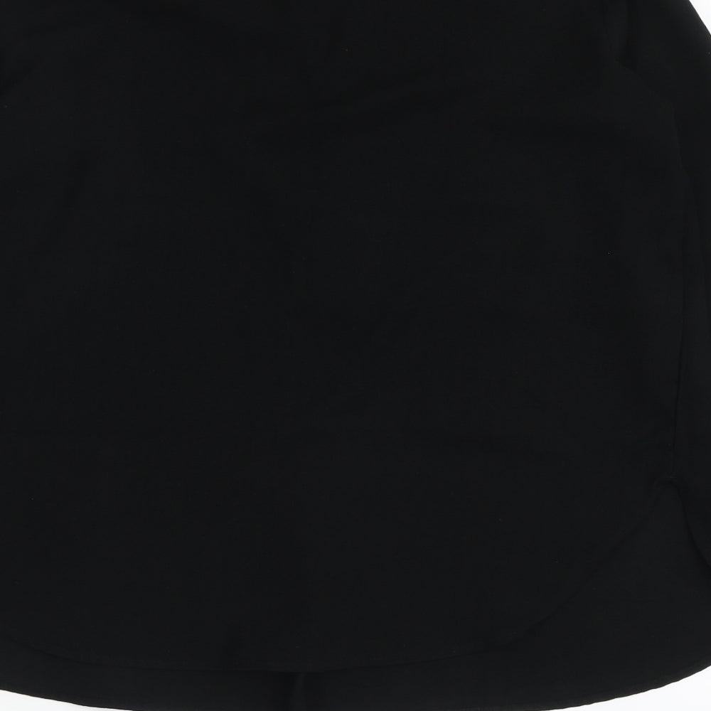 Marks and Spencer Womens Black Polyester Basic Blouse Size 10 V-Neck