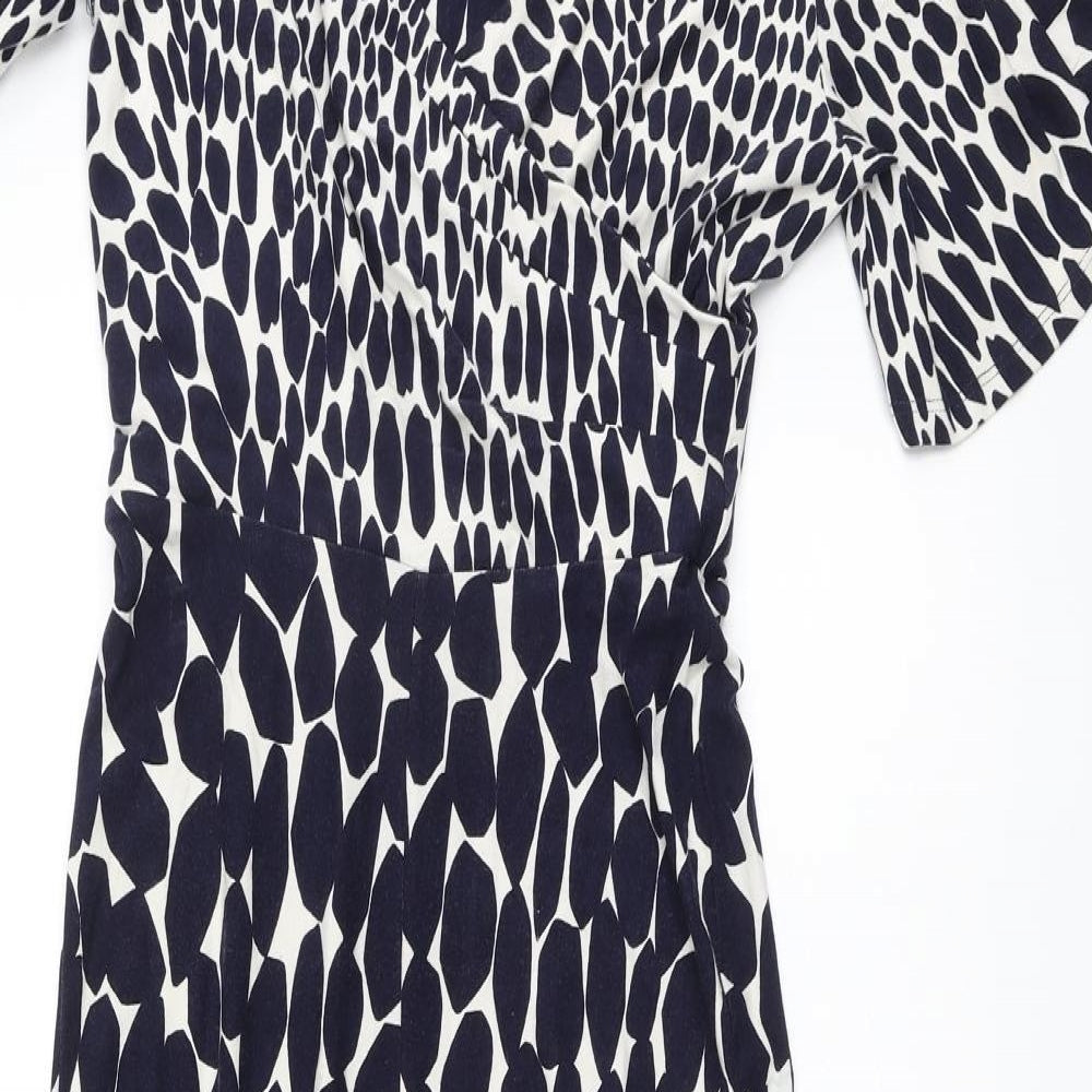 Phase Eight Womens Blue Animal Print Polyester Jumpsuit One-Piece Size 8