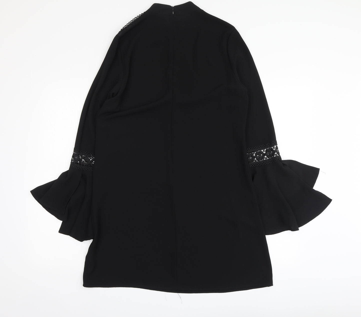Primark Womens Black Polyester A-Line Size 12 High Neck Zip - Lace Detailing