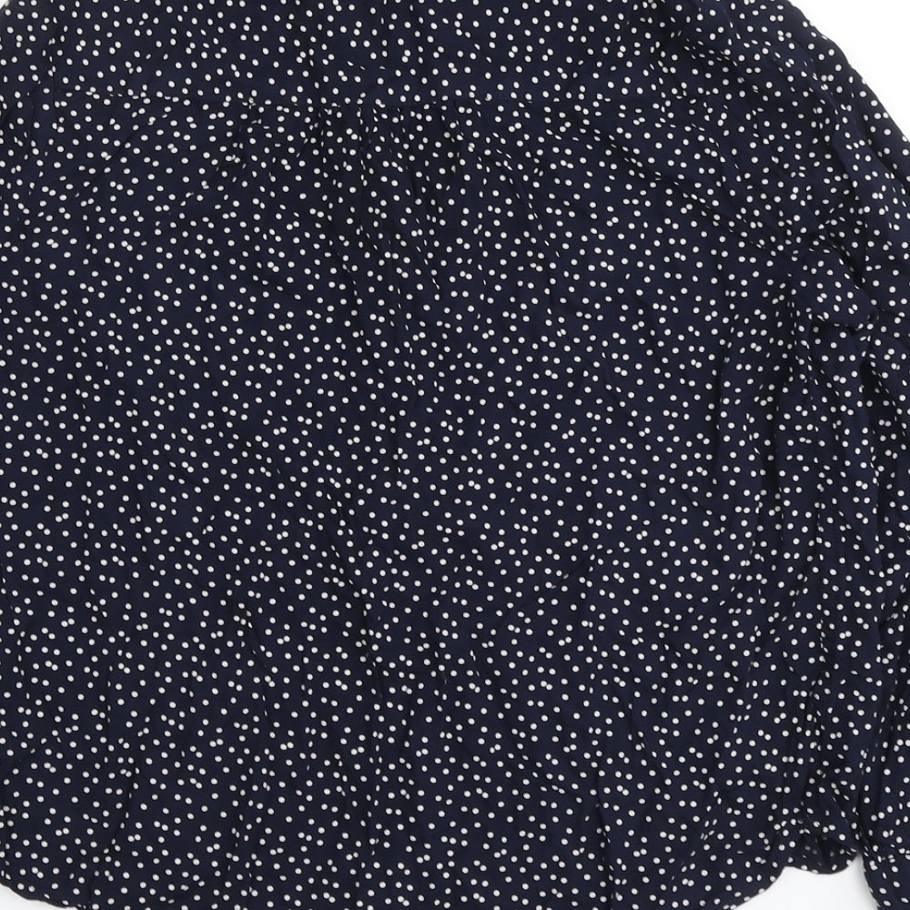 Marks and Spencer Womens Blue Polka Dot Viscose Basic Blouse Size 10 V-Neck