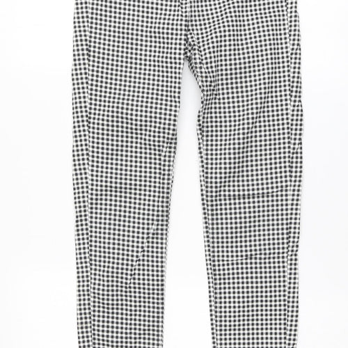 Stradivarius Womens Black Check Cotton Skinny Jeans Size 6 L27 in Regular Button