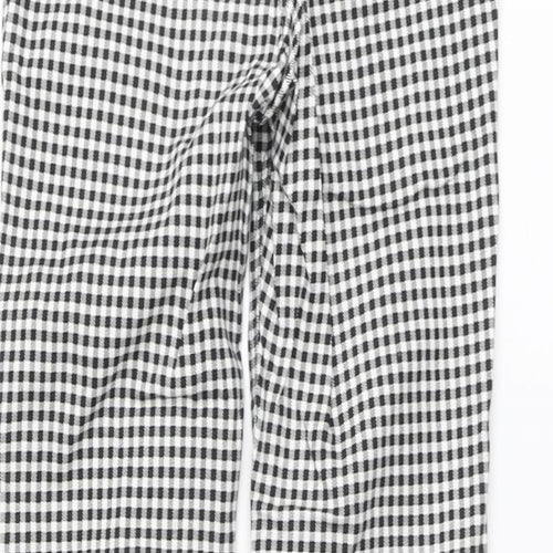 Stradivarius Womens Black Check Cotton Skinny Jeans Size 6 L27 in Regular Button