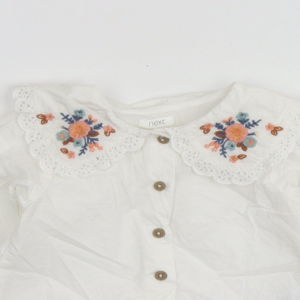 NEXT Girls White Cotton Basic Button-Up Size 18-24 Months Collared Button