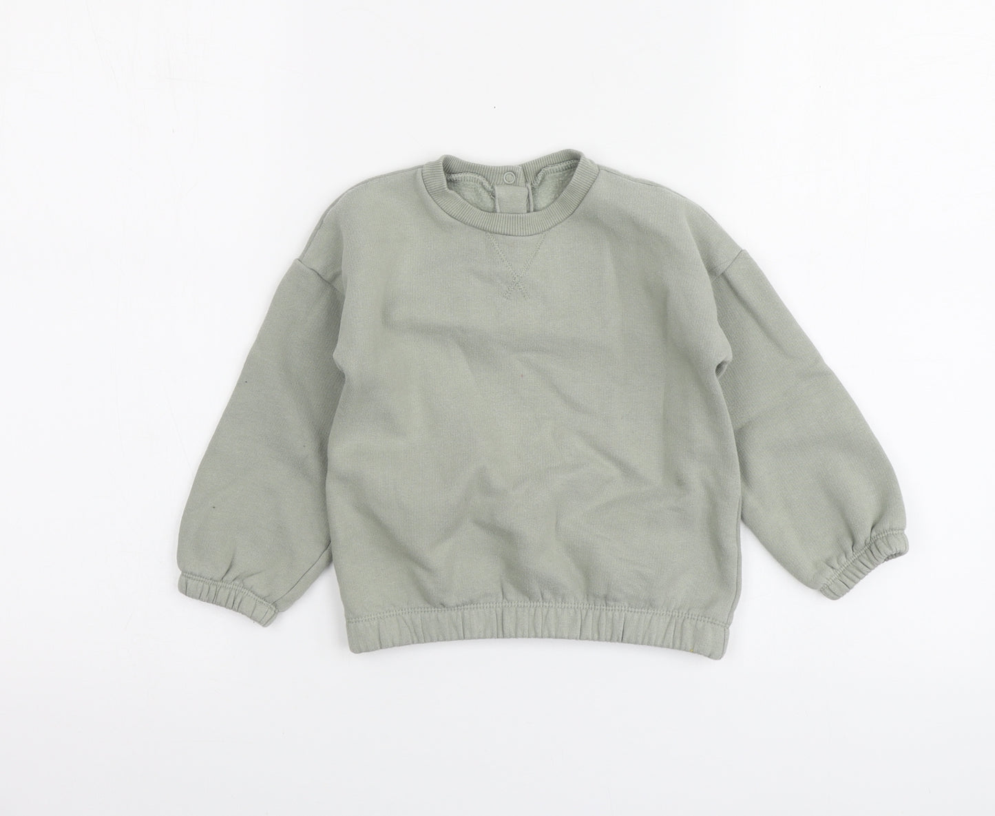 Marks and Spencer Boys Green Cotton Pullover Sweatshirt Size 2-3 Years Snap