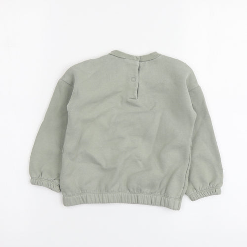 Marks and Spencer Boys Green Cotton Pullover Sweatshirt Size 2-3 Years Snap
