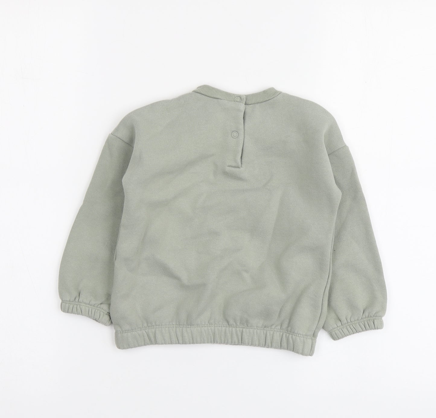 Marks and Spencer Boys Green Cotton Pullover Sweatshirt Size 2-3 Years Snap