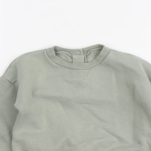 Marks and Spencer Boys Green Cotton Pullover Sweatshirt Size 2-3 Years Snap