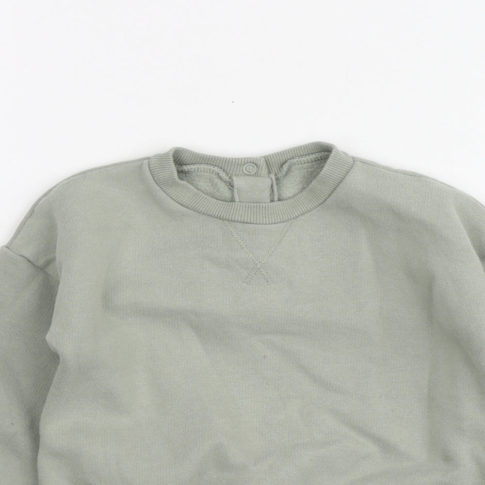 Marks and Spencer Boys Green Cotton Pullover Sweatshirt Size 2-3 Years Snap