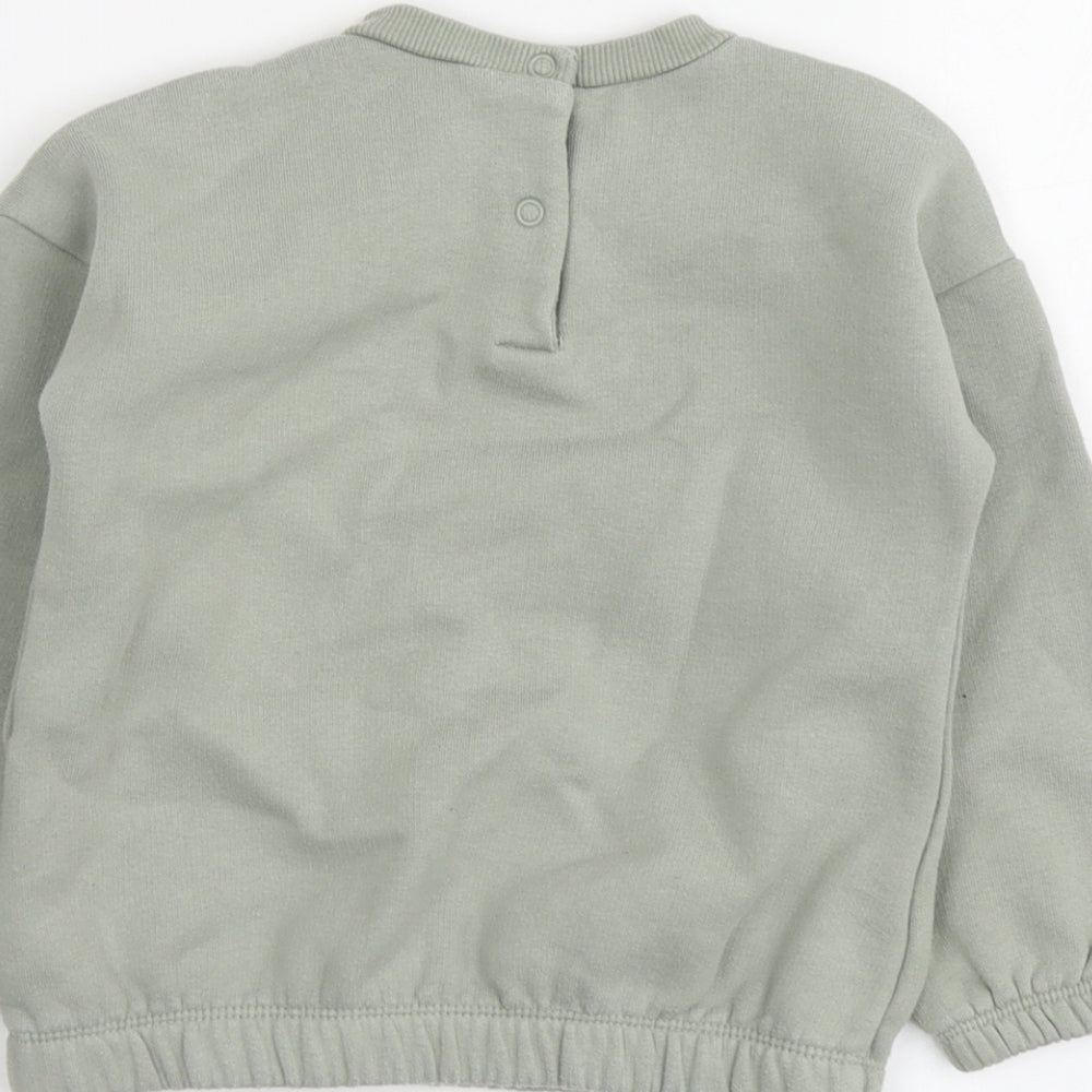 Marks and Spencer Boys Green Cotton Pullover Sweatshirt Size 2-3 Years Snap
