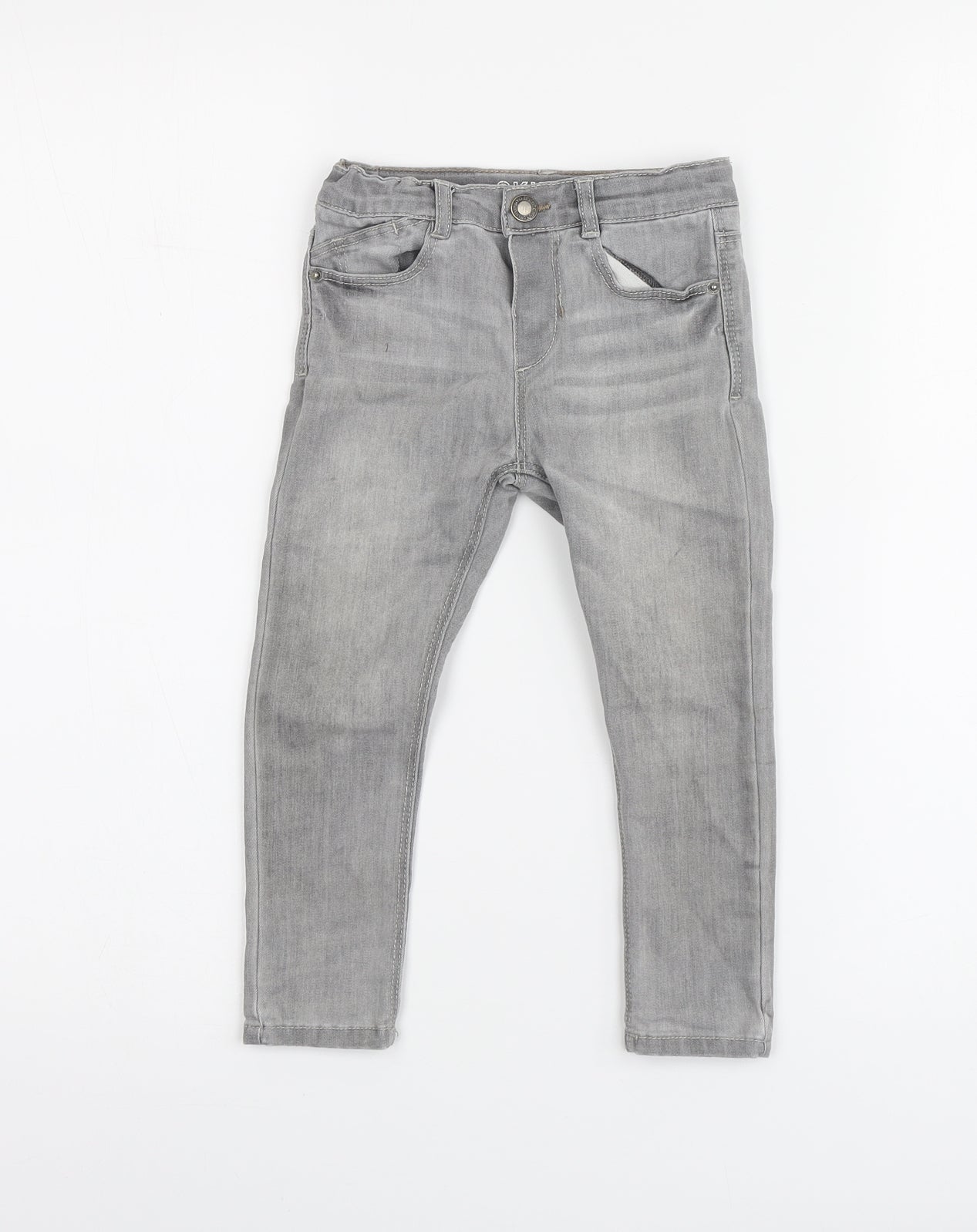 Zara Girls Grey Cotton Skinny Jeans Size 2-3 Years Regular Button