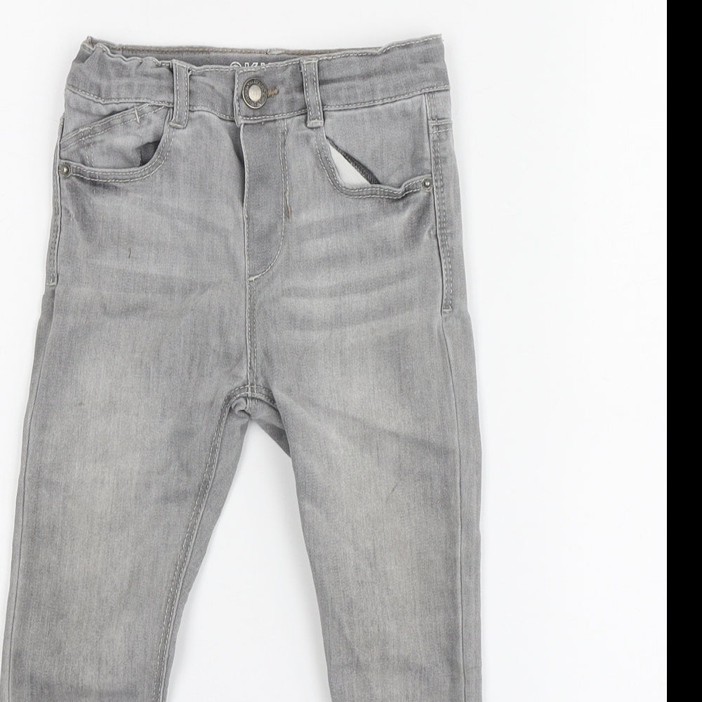 Zara Girls Grey Cotton Skinny Jeans Size 2-3 Years Regular Button