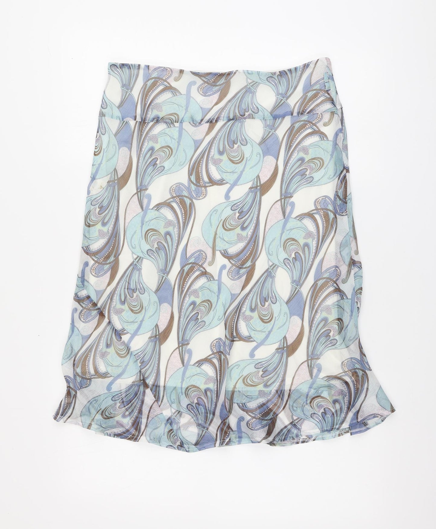 Etam Womens Blue Paisley Polyester A-Line Skirt Size 12 Button