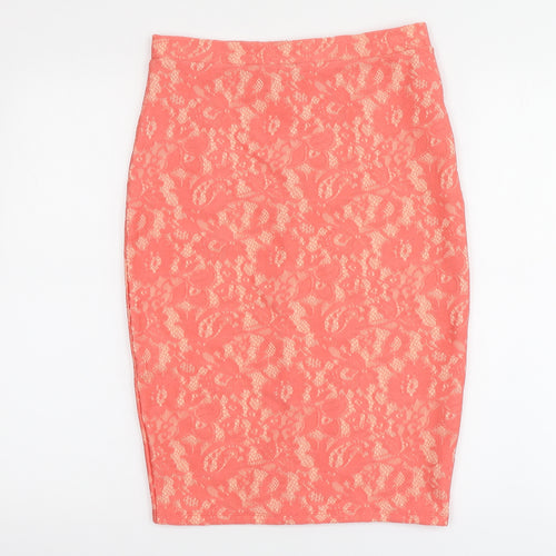 TU Womens Pink Geometric Polyester Straight & Pencil Skirt Size 8 Zip