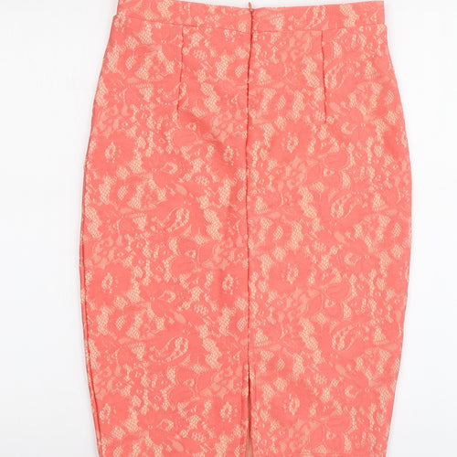 TU Womens Pink Geometric Polyester Straight & Pencil Skirt Size 8 Zip
