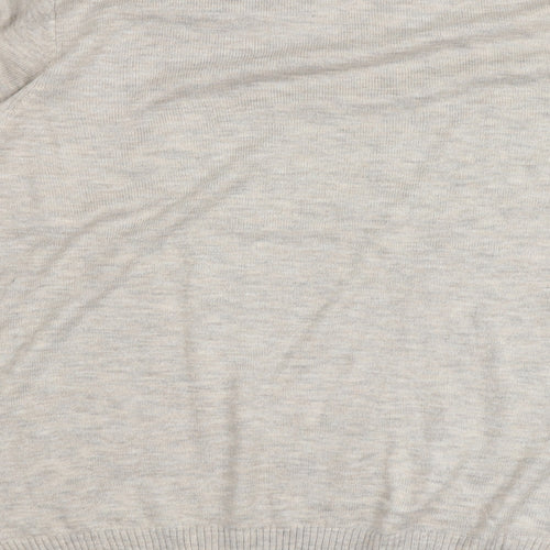 Cotton Traders Womens Beige V-Neck Acrylic Pullover Jumper Size L