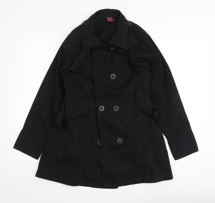 TG Womens Black Pea Coat Coat Size 10 Button