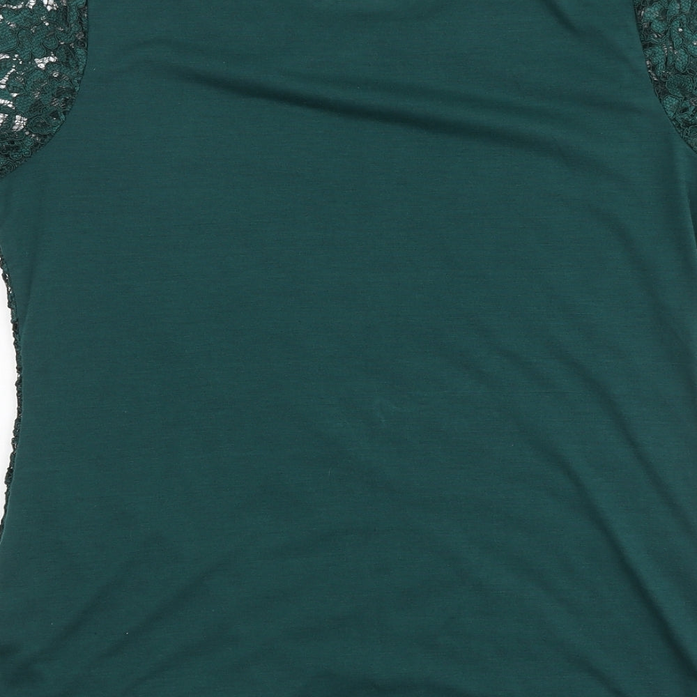 Dorothy Perkins Womens Green Geometric 100% Cotton Basic T-Shirt Size 12 Round Neck