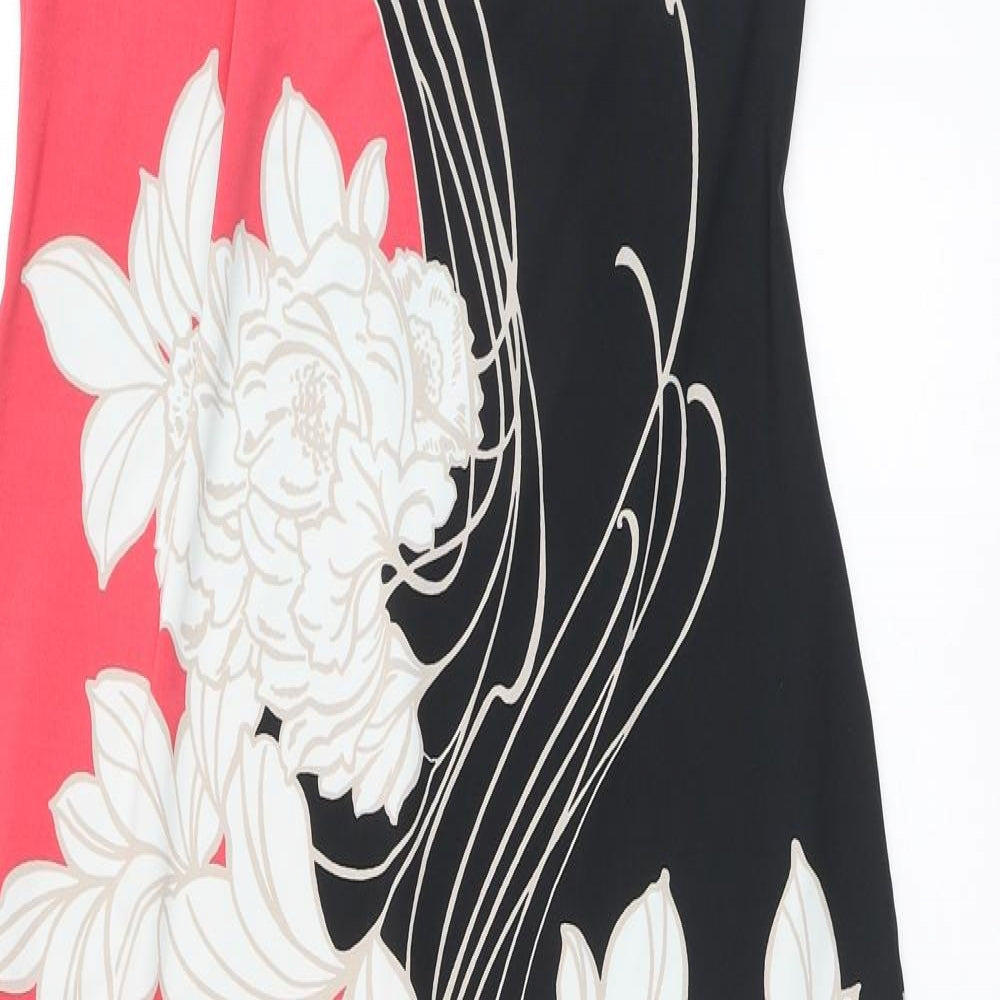 Debenhams Womens Multicoloured Floral Polyester A-Line Size 14 Roll Neck