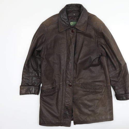 Hide Park Mens Brown Jacket Size M Button