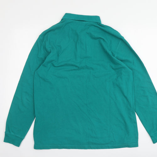 Cotton Traders Mens Green Cotton Polo Size M Collared Button