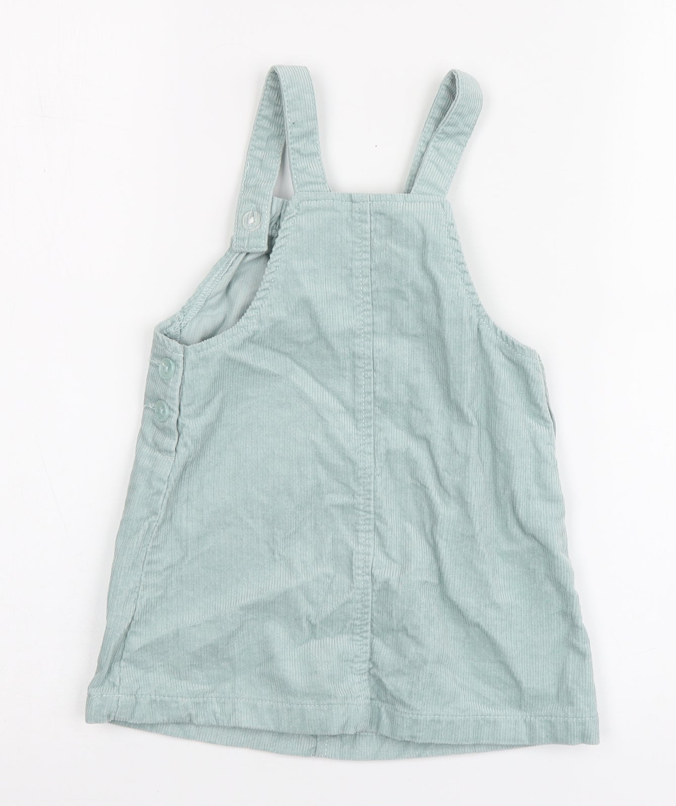 Dunnes Stores Girls Blue Geometric Cotton Pinafore/Dungaree Dress Size 2-3 Years Square Neck