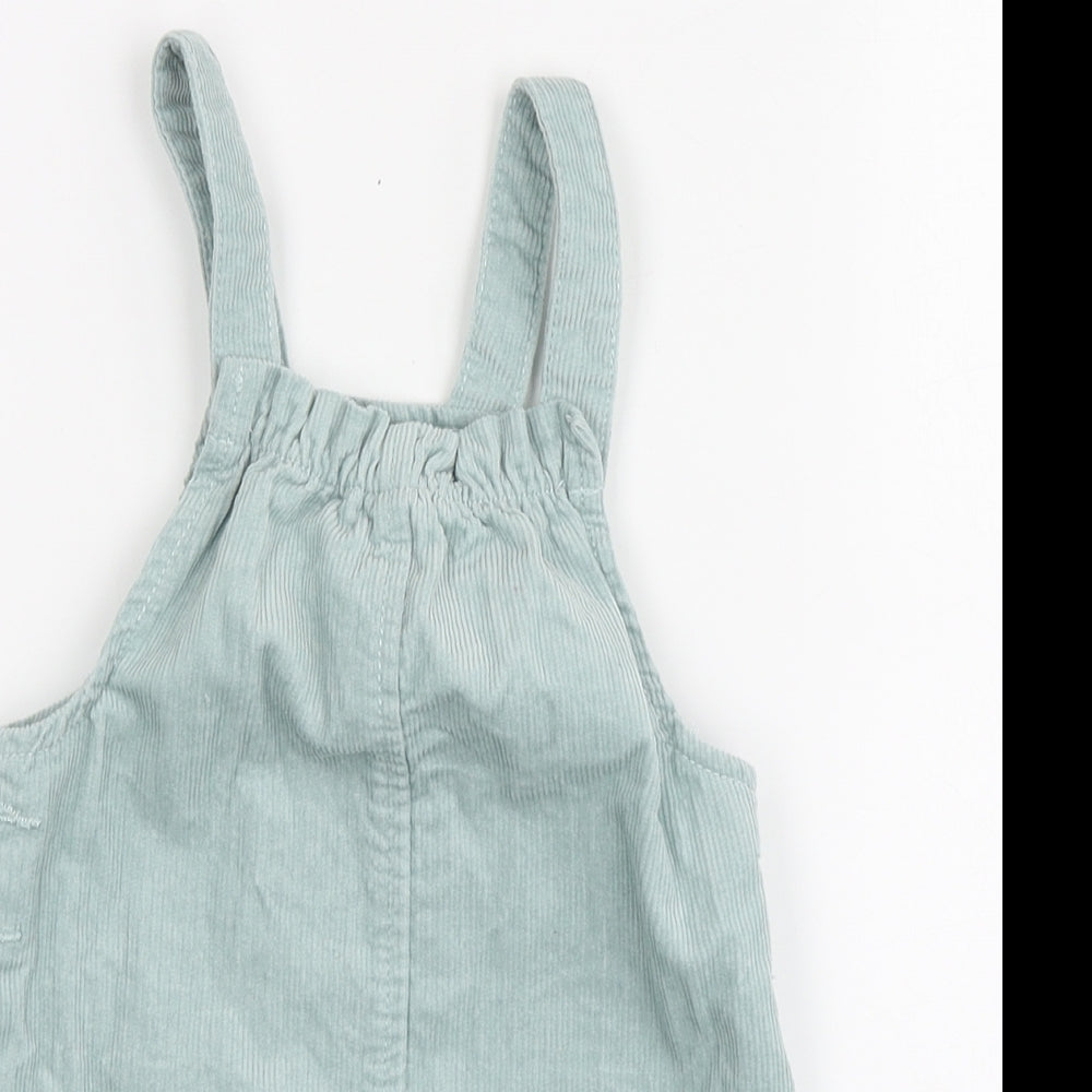 Dunnes Stores Girls Blue Geometric Cotton Pinafore/Dungaree Dress Size 2-3 Years Square Neck