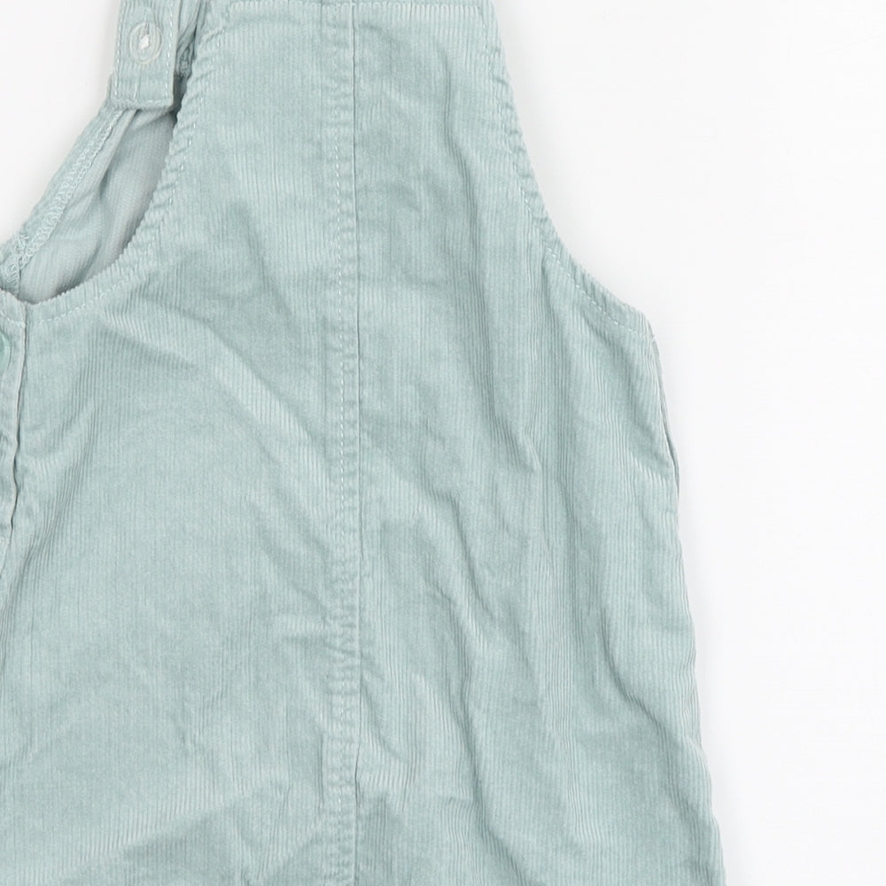 Dunnes Stores Girls Blue Geometric Cotton Pinafore/Dungaree Dress Size 2-3 Years Square Neck