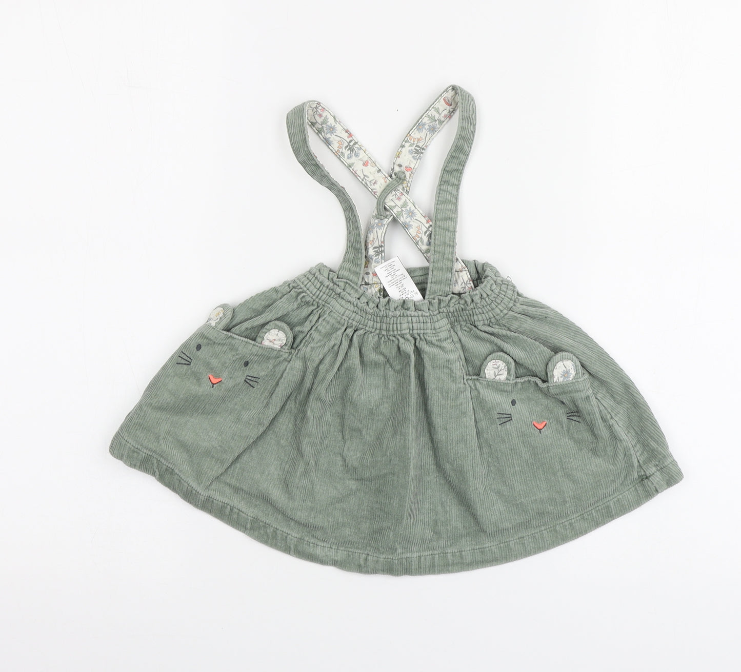 NEXT Girls Green Geometric Cotton Mini Skirt Size 12-18 Months Button