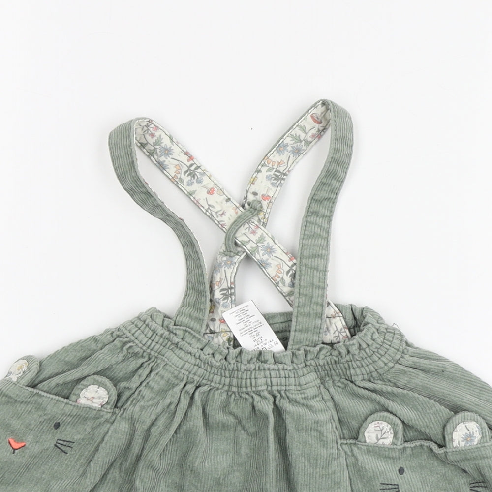 NEXT Girls Green Geometric Cotton Mini Skirt Size 12-18 Months Button