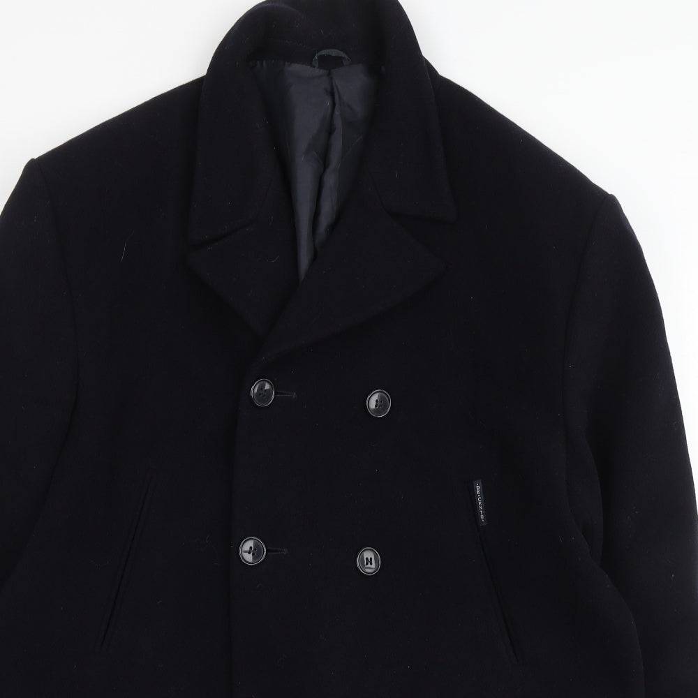 De Cento Mens Blue Pea Coat Coat Size XL Button