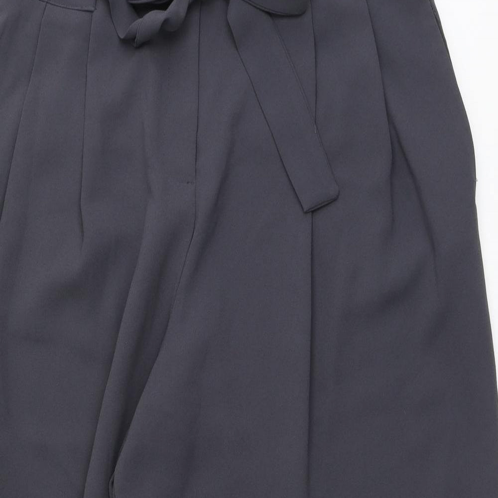 H&M Womens Grey Polyester Cropped Trousers Size 8 L22 in Regular Button