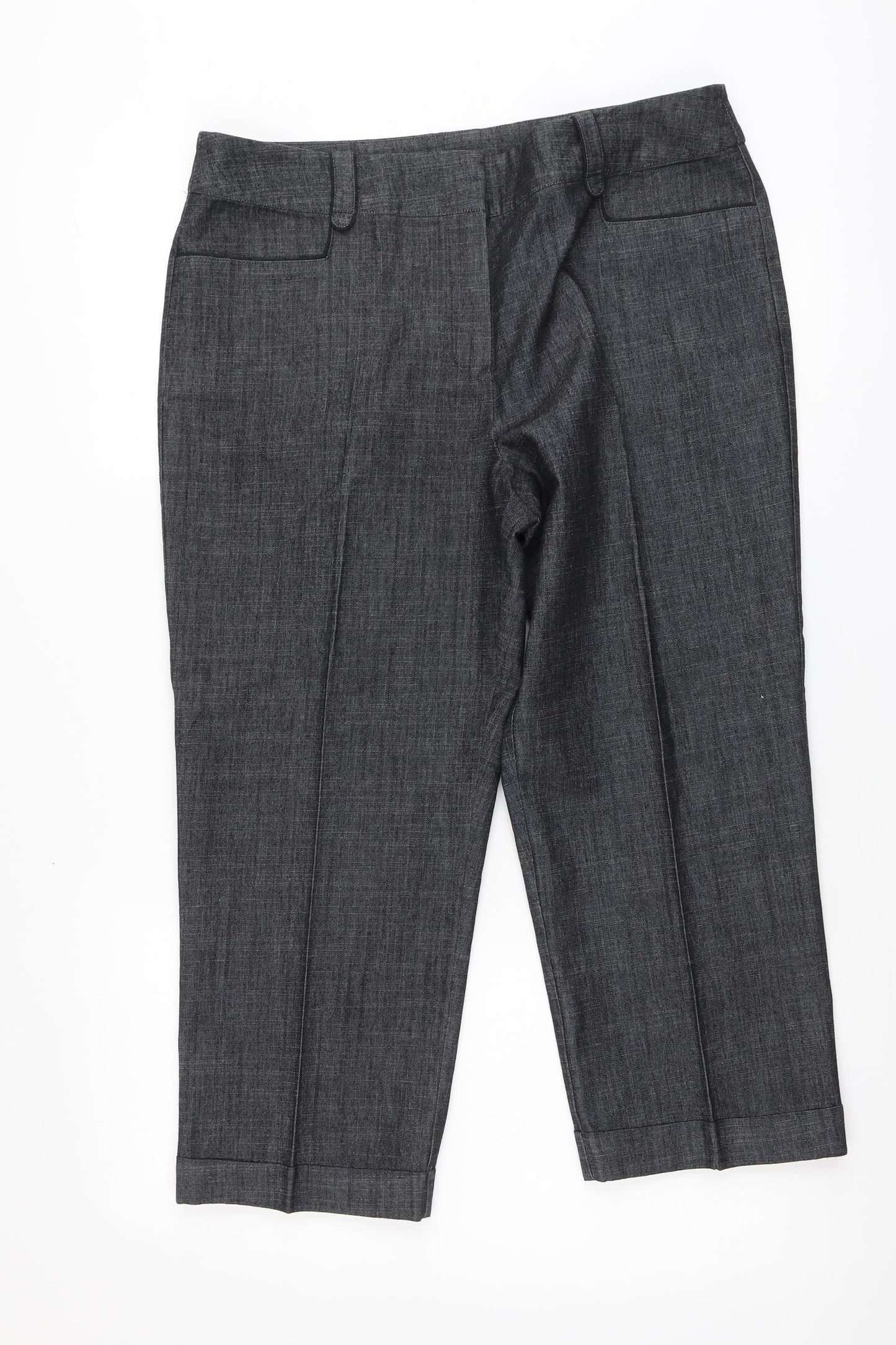 Epilogue Womens Grey Cotton Trousers Size 16 L23 in Regular Button