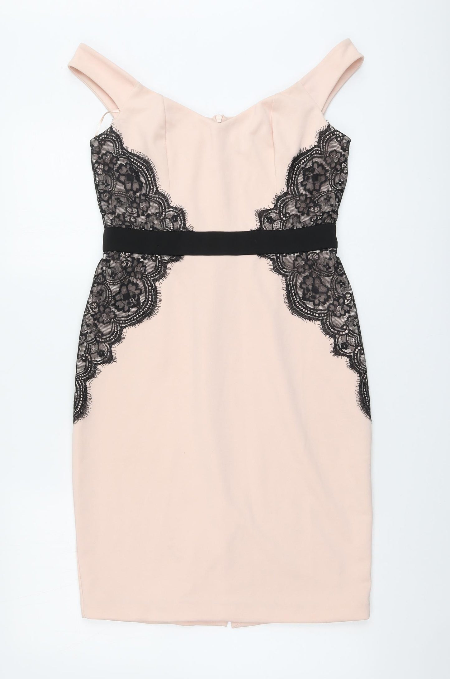 Amy Childs Womens Pink Geometric Polyester A-Line Size 12 Square Neck Zip