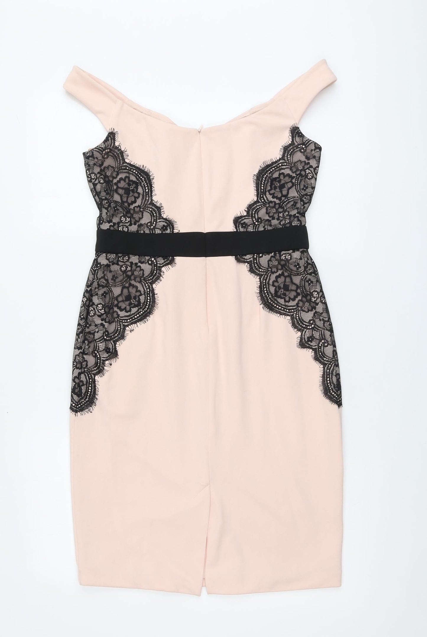 Amy Childs Womens Pink Geometric Polyester A-Line Size 12 Square Neck Zip