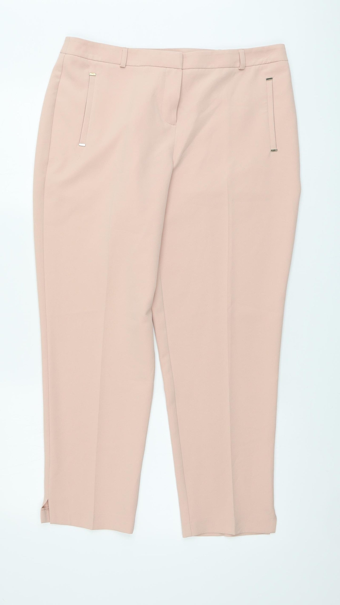 George Womens Pink Polyester Chino Trousers Size 14 L26 in Regular Button