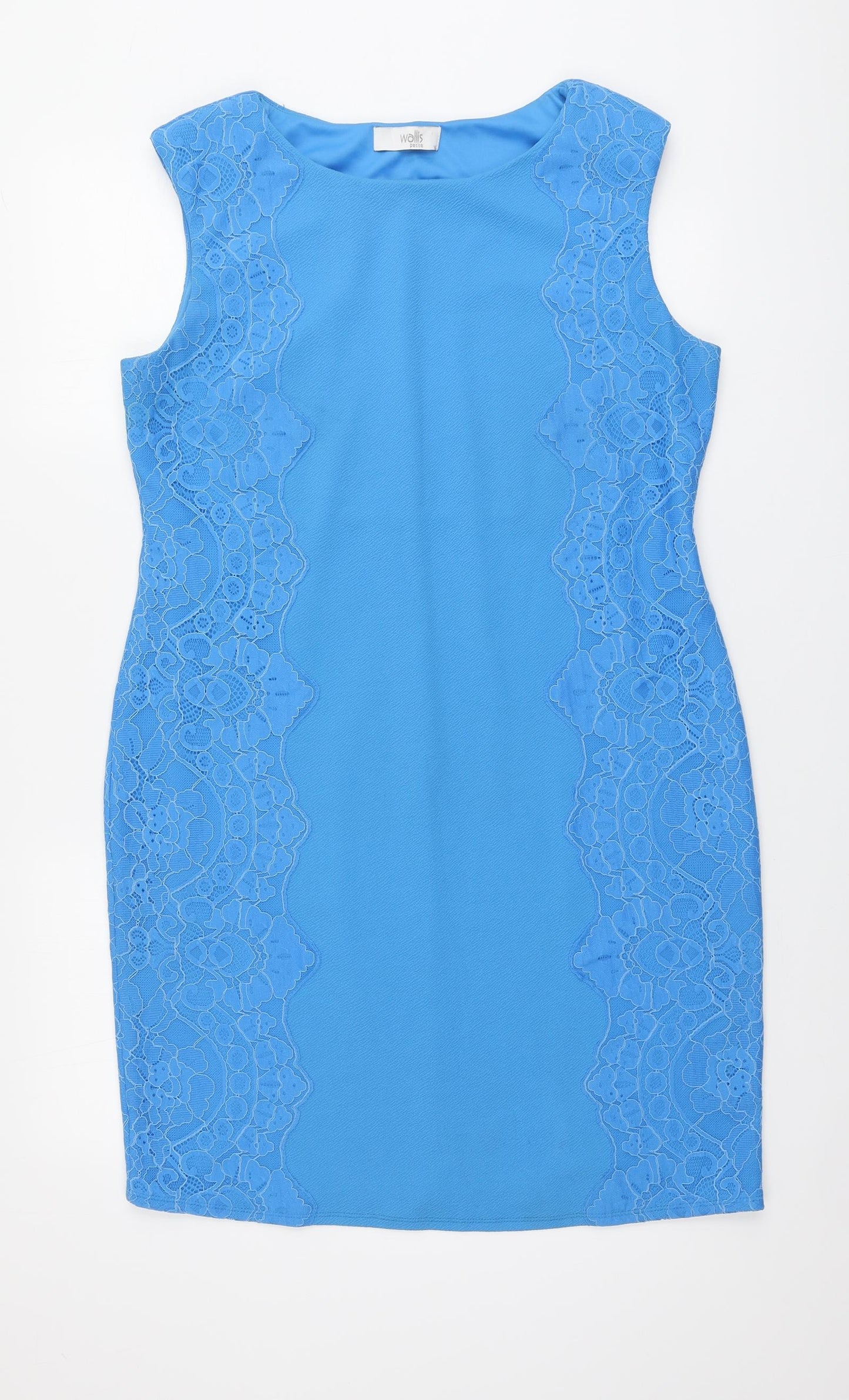 Wallis Womens Blue Floral Polyester A-Line Size 16 Round Neck