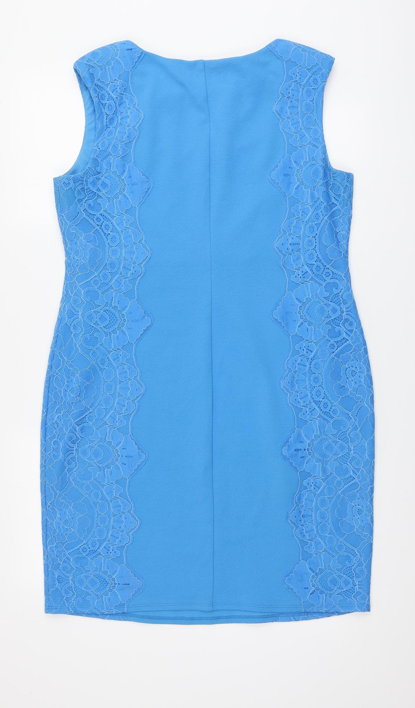 Wallis Womens Blue Floral Polyester A-Line Size 16 Round Neck